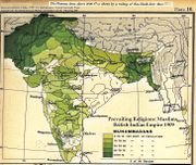 النسبة المئوية للمسلمين عام 1909.