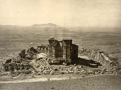 Ruins of the Martand Sun Temple. The temple was destroyed on the orders of Muslim Sultan Sikandar Butshikan in the early 15th century, with demolition lasting a year.