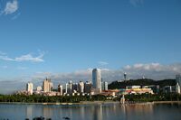 Siming District, looking north from the southern shore of Yundang Lake