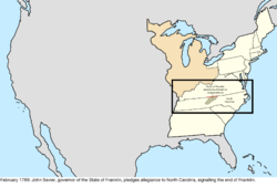 Map of the change to the United States in central North America in February 1789