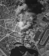 Bombs dropped by the 456th Bombardment Group on marshalling yards in Bucharest, 24 April 1944.