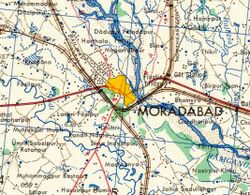 An old map of Moradabad (1955)