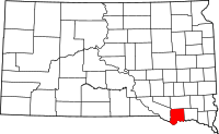 Map of South Dakota highlighting بون هوم