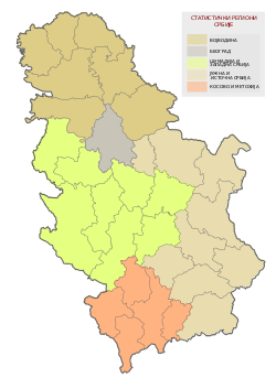    Location of Southern and Eastern Serbia in Serbia