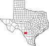 State map highlighting Zavala County