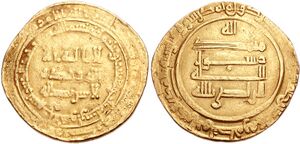 Gold dinar of al-Radi, 323 AH.jpg