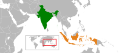 Map indicating locations of India and Indonesia