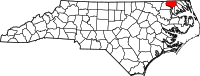 Map of North Carolina highlighting غيتس