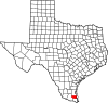 State map highlighting Willacy County