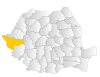 Map of Romania highlighting Timiș County