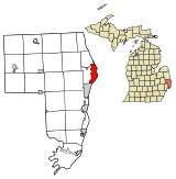 Map of St. Clair County highlighting City of Port Huron (County seat) in red.