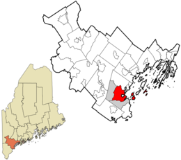 Location in Cumberland County and the state of Maine.