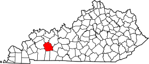 Map of Kentucky highlighting Muhlenberg County