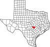 State map highlighting Travis County