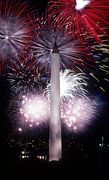 Fireworks over the Lincoln Memorial Reflecting Pool.