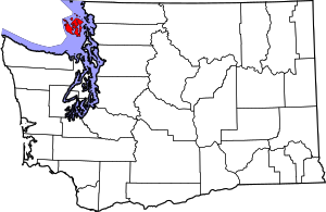 Map of Washington highlighting San Juan County