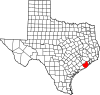 State map highlighting Brazoria County