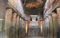 Cave 9, an early chaitya hall, with murals surviving, and plain octagonal columns