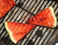 Watermelon slices on a grill