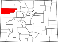 Map of Colorado highlighting ريو بلانكو