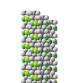 View along a axis of three columns of tourmaline units forming a bundle