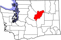 Map of Washington highlighting دوغلاس