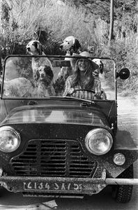 Brigitte Bardot in her Austin Mini Moke, Saint-Tropez, 1960s.jpg