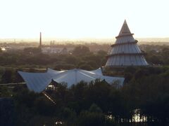 View over Elbauenpark with Jahrtausendturm