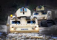 BvS 10 Vikings of the Royal Marines Armoured Support Group on exercise.