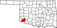 Map of Oklahoma highlighting جاكسون