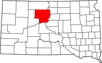 Map of South Dakota highlighting ديوي