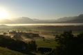 The morning fog in the Rhine Valley between Lienz / Altstätten and Rüthi.