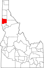 Map of Idaho highlighting Latah County