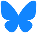 A simplified silhouette of a butterfly, with two symmetric pairs of wings, colored with a sky-blue gradient