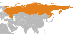 Map indicating locations of Azerbaijan and Russia