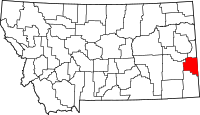 Map of Montana highlighting فالون