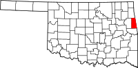 Map of Oklahoma highlighting أداير