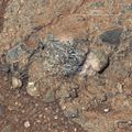 "Harrison" rock (and crystals) on Mars - viewed by the Curiosity rover (January 15, 2014).