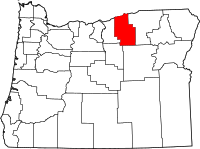 Map of Oregon highlighting مورو