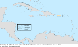 Map of the change to the United States in the Caribbean Sea on September 17, 1981