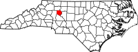 Map of North Carolina highlighting دافي