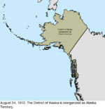 Map of the change to the United States in northwest North America on August 24, 1912