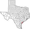 State map highlighting Aransas County