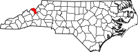 Map of North Carolina highlighting ميتشل