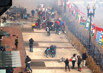 1st Boston Marathon blast seen from 2nd floor and a half block away.jpg