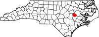 Map of North Carolina highlighting غرين