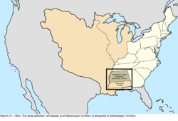 Map of the change to the United States in central North America on March 27, 1804