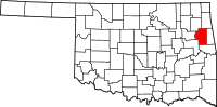 Map of Oklahoma highlighting شيروكي