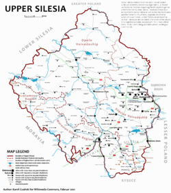 Contemporary map of Upper Silesia in English