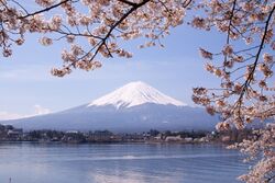 Lake Kawaguchi, one of the Fuji Five Lakes in Yamanashi Prefecture, at the foot of Mount Fuji